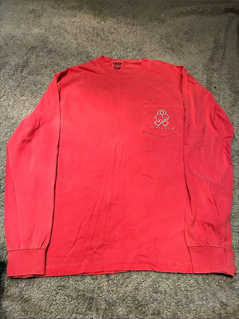 Pink Ivory Ella Breast Cancer Awareness Long Sleeve Pocket Tee